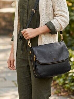Fossil Preston Flap Pebbled Leather Crossbody Bag